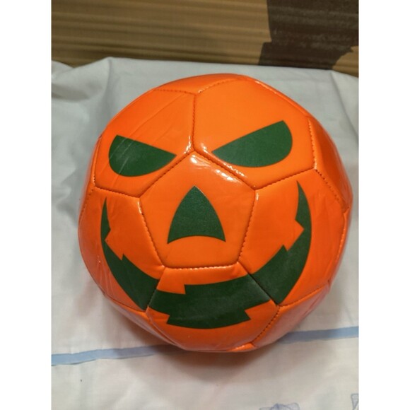 Spooky Orange Halloween Pumpkin Soccer Ball Face Glows In The Dark Unused Shape - Picture 4 of 7